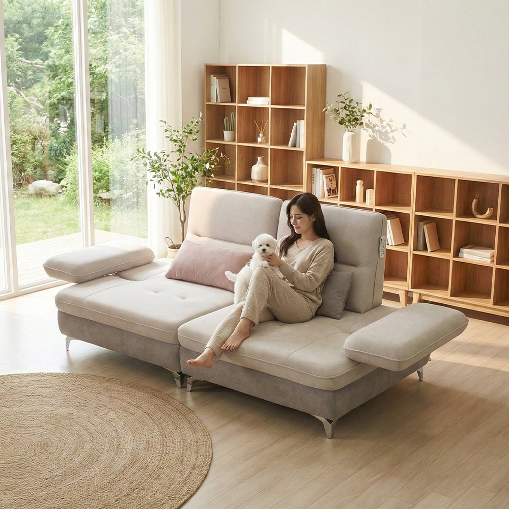 바이미 이지클린 아쿠아텍스 패브릭 모듈 코너 스윙 소파 sk 연그레이, 5인용