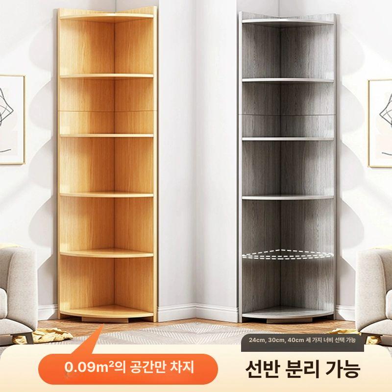 코너 수납장 거실용 수납 구석 책장 겸 캐비닛 침실 6단 컨트리 오크 40 40x180cm - 상세 이미지 2