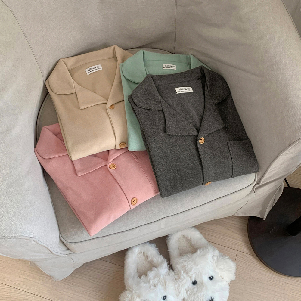 웜모어 마카롱 기모후리스 커플파자마 겨울 긴팔 잠옷세트 4color - 상세 이미지 5