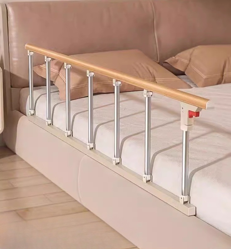 침대 떨어짐 방지 펜스 바 가드 범퍼 베드 울타리 난간 지지대 낮잠 칸막이 실버 4단 95cm 4cm 받침대 (10-20cm 매트리스) - 상품 이미지