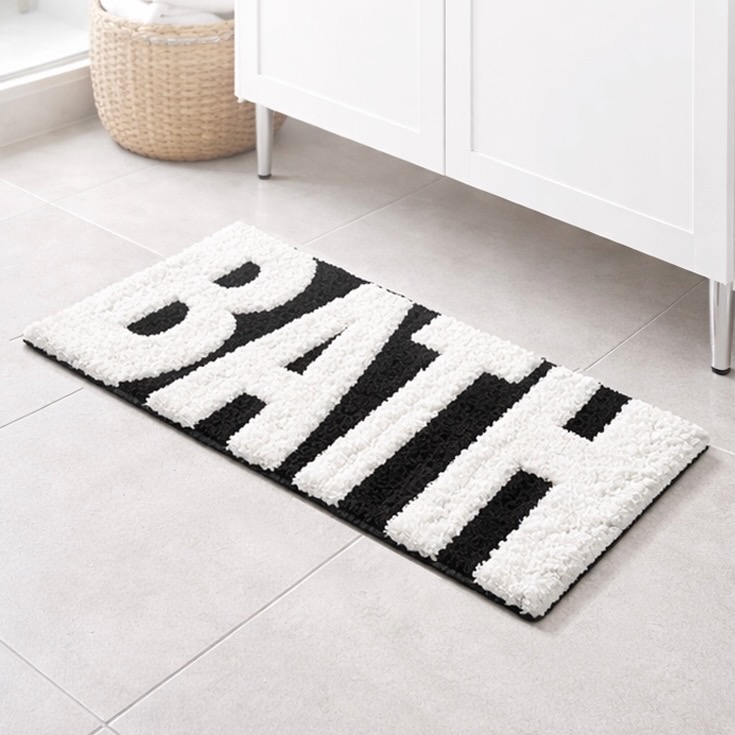 우루 BATH 모직 샤기 욕실 발매트 60x40 화장실 발판 논슬립