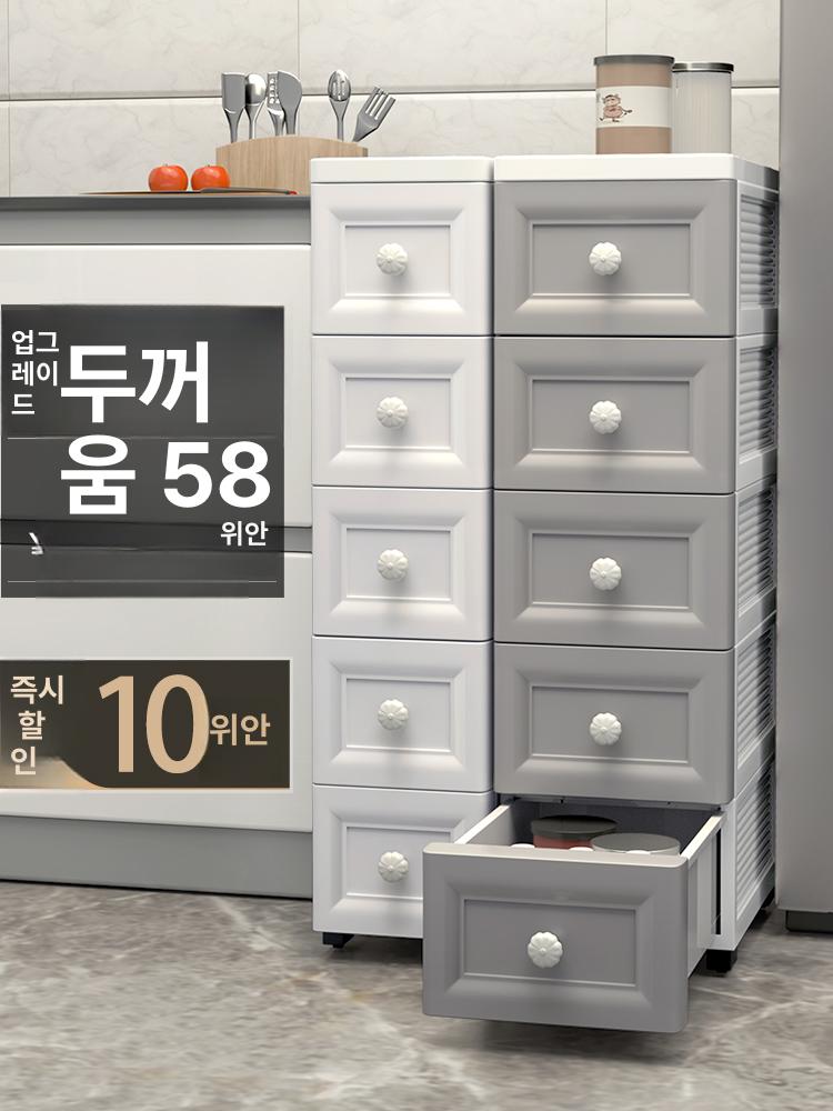 틈새 좁은 공간 수납 세탁실 서랍형 슬림 서랍장 정리함 18cm 유러피언 화이트 3개 이미지 6