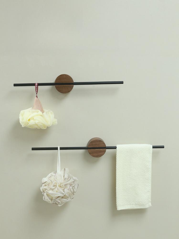 원목 막대 건조랙 선반 타월걸이 북유럽 인테리어 우드 비치골드 소형 원형 40cm - 상품 이미지