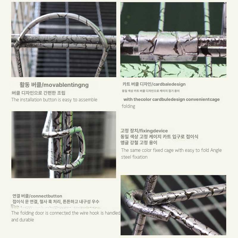 대형견 이동식 펜스 접이식 강아지 애견 켄넬 바퀴 철제 블랙 XXL 125 x 80x80cm 대형견용 - 상세 이미지 3
