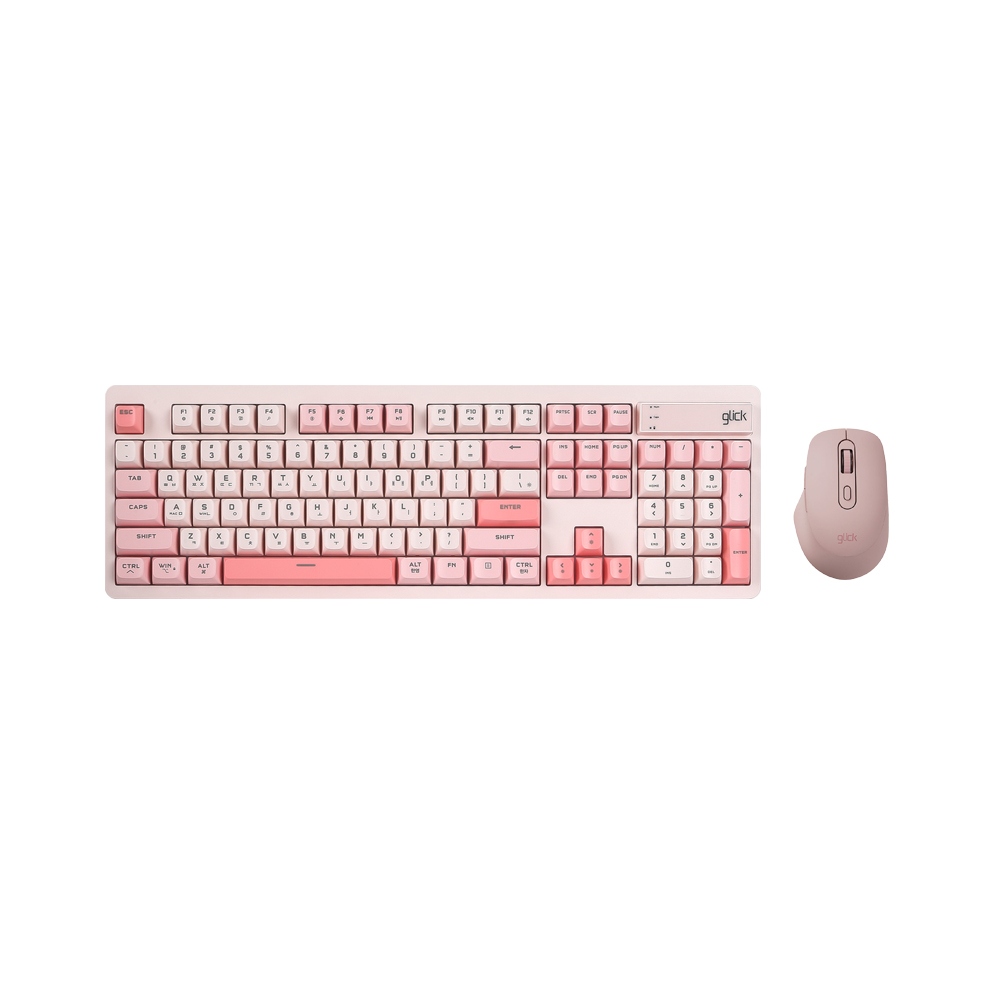 지클릭커 오피스프로 WMK529 사일런스 M 무소음 무선 블루투스 키보드 마우스 세트 104키 Coral - 상품 이미지