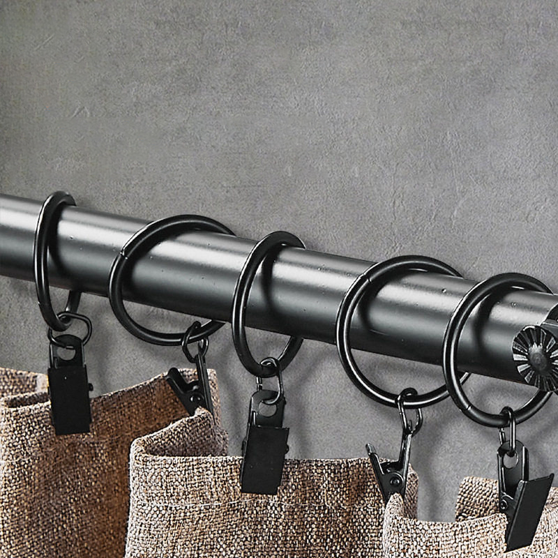 커튼링 35mm 집게 커텐 고리 무타공 핀 봉 브라켓 레일 스틸 3종 컬러