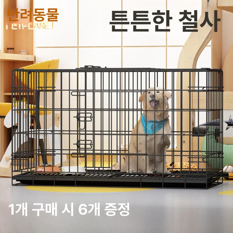 대형견 이동식 펜스 접이식 강아지 애견 켄넬 바퀴 철제 블랙 XXL 125 x 80x80cm 대형견용 - 상세 이미지 2