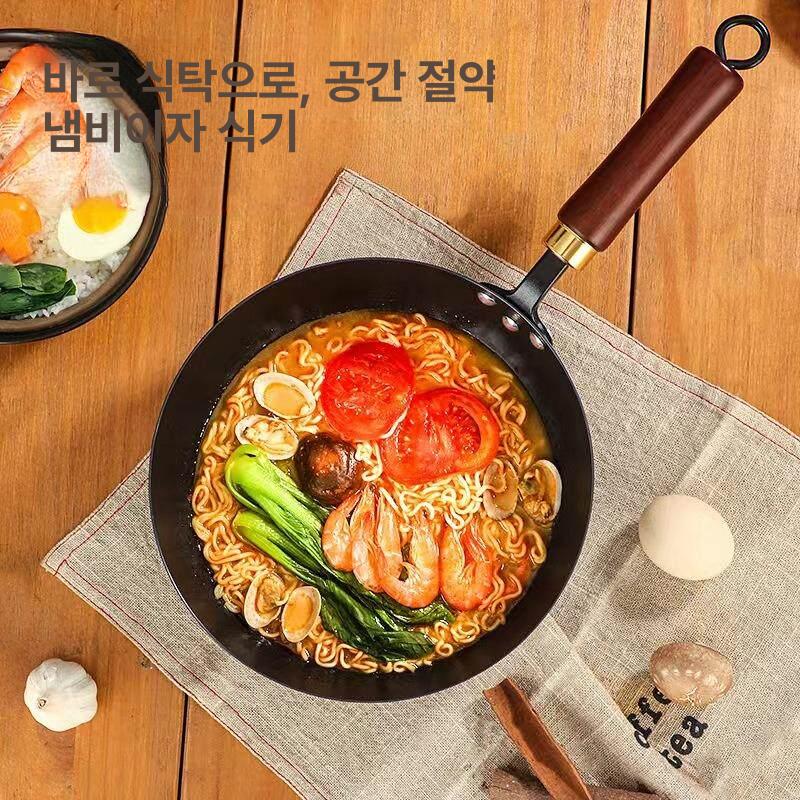 무쇠 웍 중화 볶음팬 궁중팬 중국집 대형 튀김 깊은 나무손잡이 궁중 철 중식 중화요리 - 상세 이미지 4