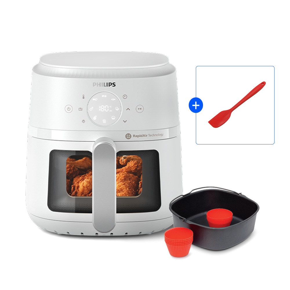[최대15%포인트] 필립스 보이는 에어프라이어 바스켓 4.2L 1인 자취 에어프라이기 화이트 제품 이미지