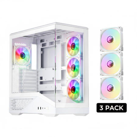 1stPlayer 1stPlayer GM7 ARGB BTF(화이트) + FM7 120 ARGB 리버스(화이트)3개 패키지