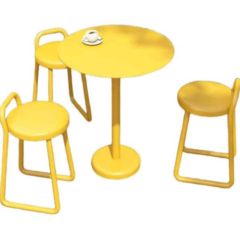 철제 원형 단색 라운드 테이블 빨간 테이블 60x75cm+의자 4개 - 상세 이미지 2