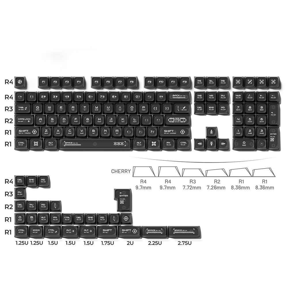 캣츠아이 영문 블랙 반투명 키캡 CHERRY PBT 기계식 키보드 키캡 136키 이미지 8