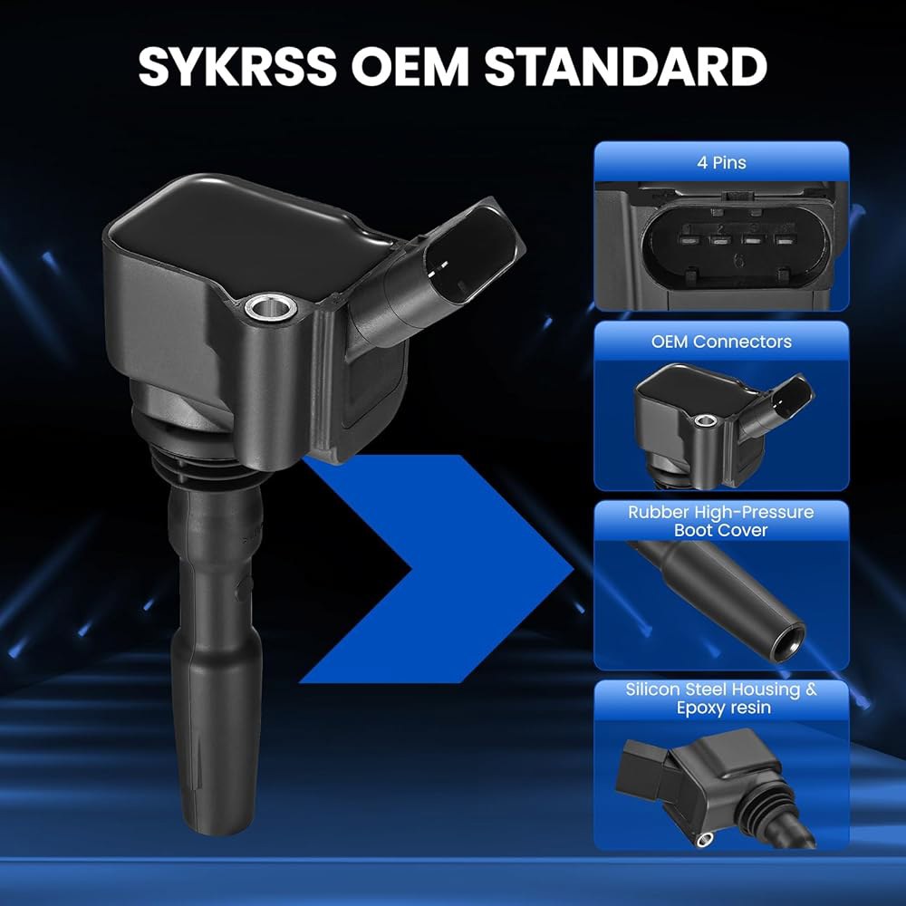 SYKRSS 4팩 UF717 점화 코일, 폭스바겐 골프 /제타 호환, 아우디 Q2 /A3 스포츠백 e-트론 1.4L L4 - 레온 UF779, 9029, 04E905110A, 04 - 상세 이미지 2