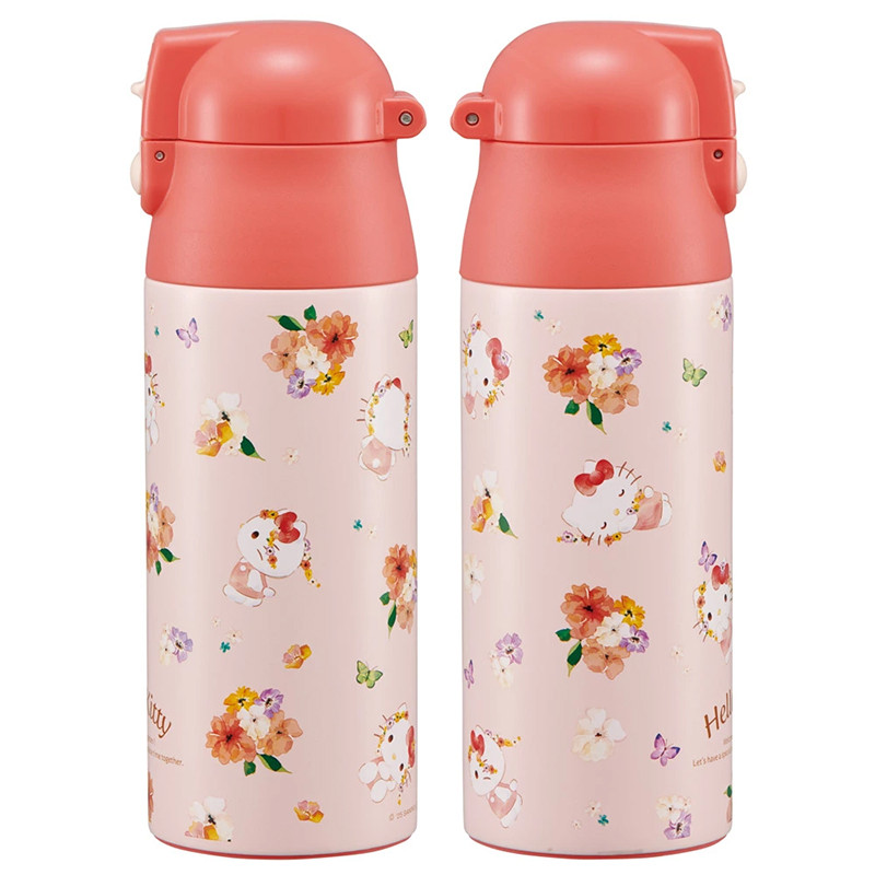 스케이터 헬로키티 캐릭터 비비드 수채화 플라워 원푸쉬 스테인리스 보틀 360ml SDPC4 - 주방·식기 - 하카타몰