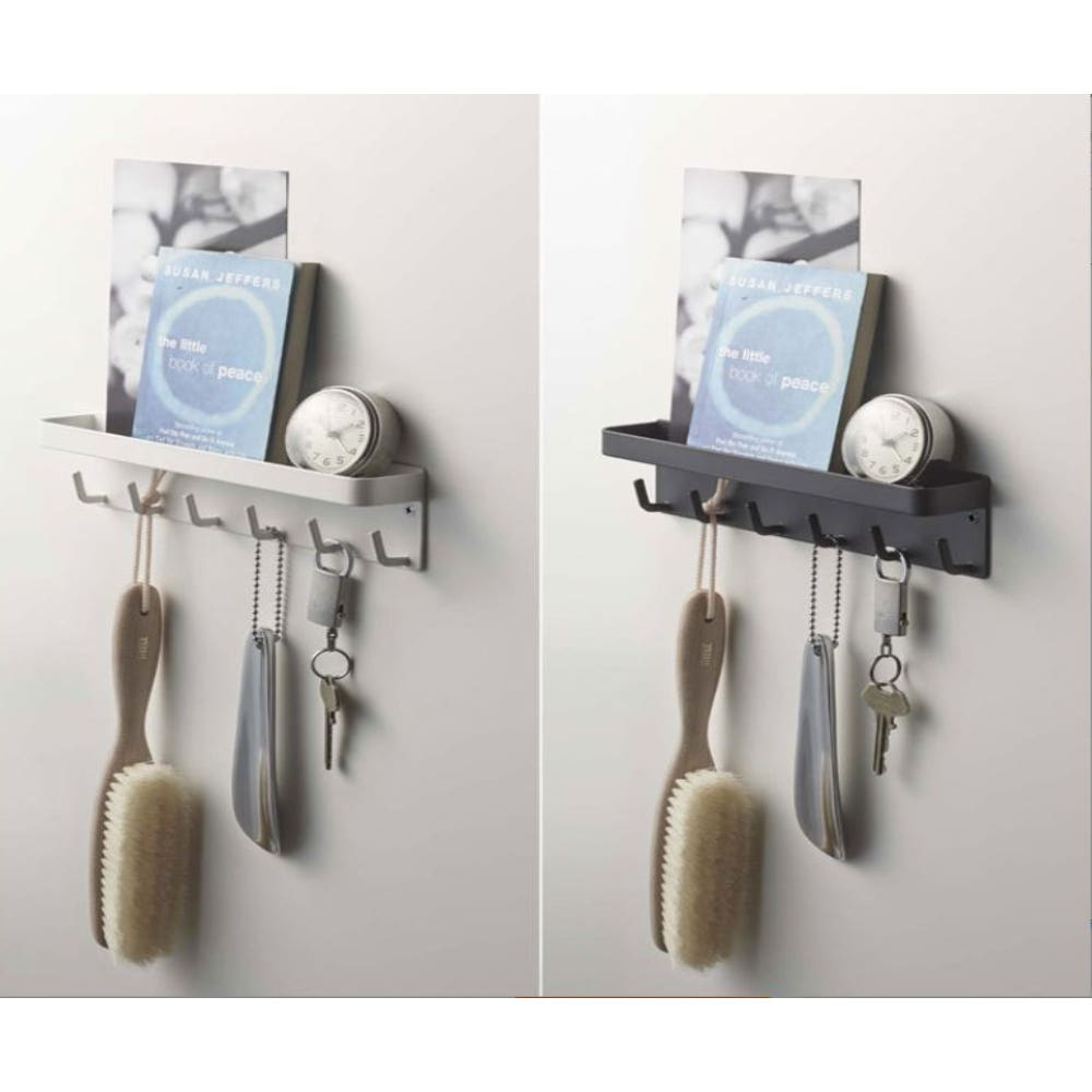 데일리콤프 현관문 자석 선반 마스크 걸이 차키 보관함 6구 후크 1단, 24X6, 화이트 - 상세 이미지 3