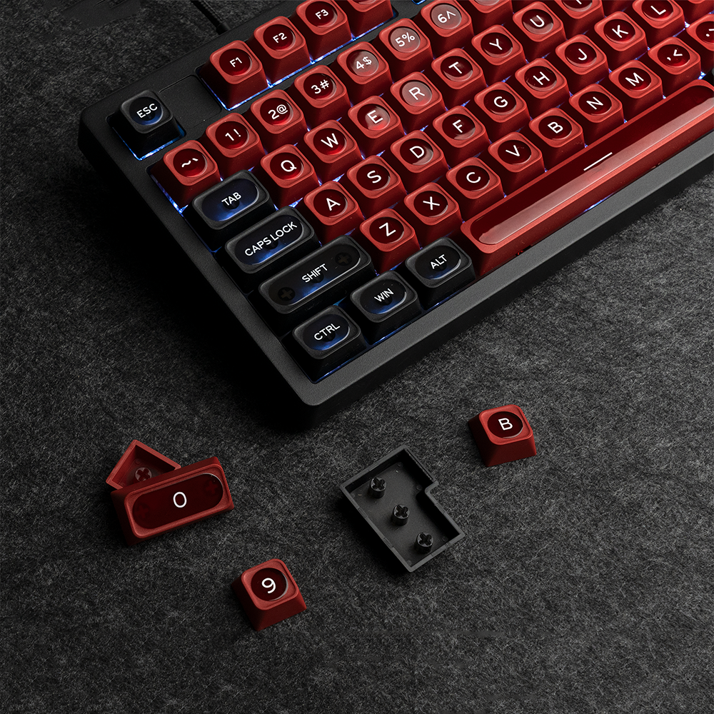 캣츠아이 영문 블랙레드 반투명 키캡 CHERRY PBT 기계식 키보드 키캡 136키 - 상세 이미지 3