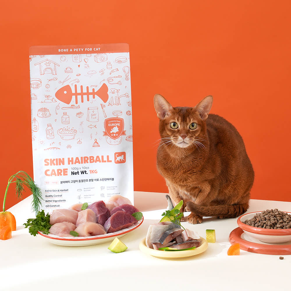 본아페티 유럽산 고양이 키블 헤어볼 사료 동결건조 분말 피부 닭고기, 1kg, 1개 제품 이미지