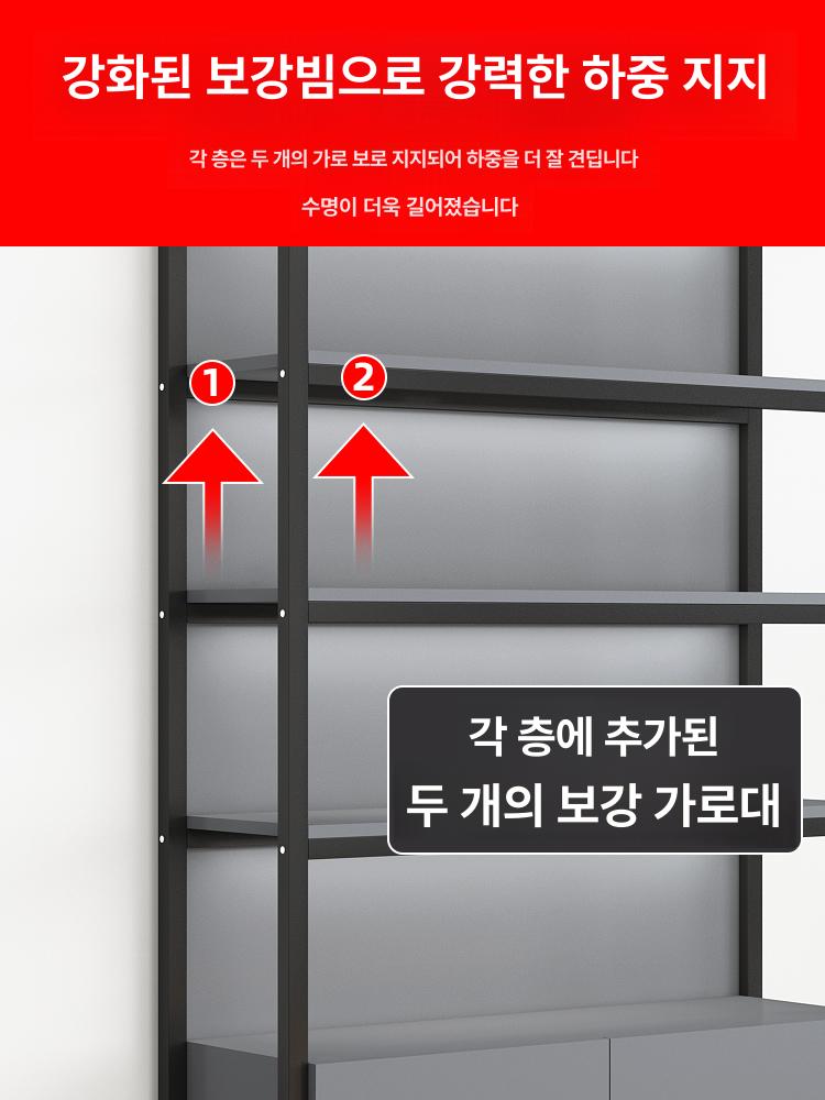 휴대폰 매장용 판매대 후크랙 스탠드 거치대 전시대 철제 그레이 도어 없음 120 x 30x215 두꺼워진 버전 - 상세 이미지 3