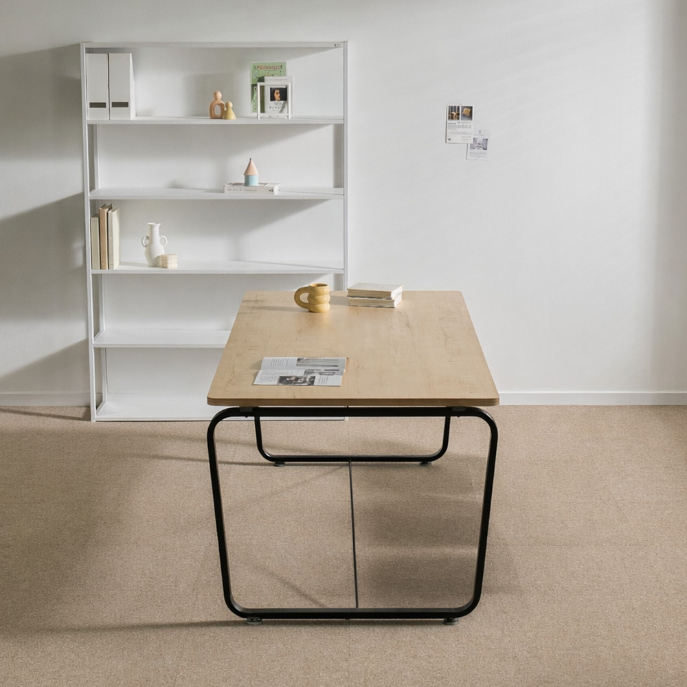 티에스퍼니처 데임 회의테이블 작업 사무용 25T 1500x900mm, 블랙+오크 - 상품 이미지