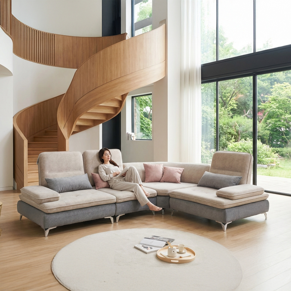 바이미 이지클린 아쿠아텍스 패브릭 모듈 코너 스윙 소파 sk 핑크, 4인용