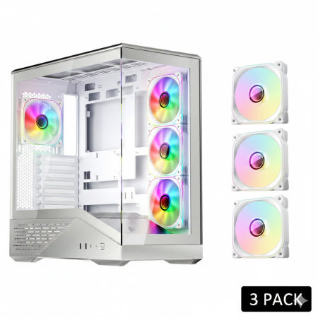 1stPlayer 1stPlayer GM7 ARGB BTF(실버) + FM7 120 ARGB 리버스(화이트)3개 패키지