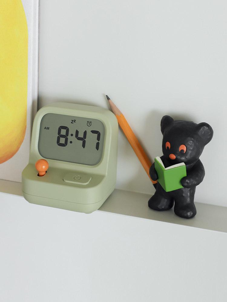 LCD 공부 쿠킹 스톱워치 타이머 알람시계 무소음 더스티그린 6.6cm - 상품 이미지