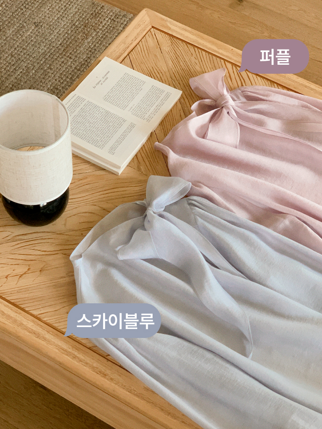 로이 리본 타이 소매 블라우스 bs8404 이미지 3
