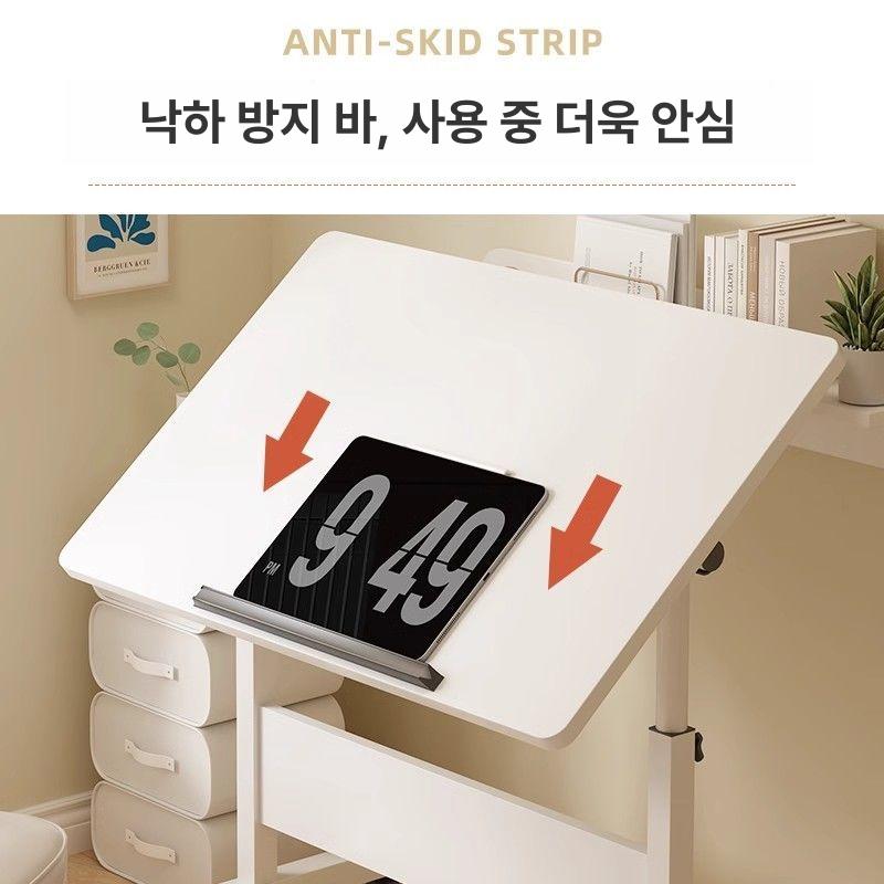 접이식 높이조절 보조책상 바퀴달린 간이 책상 노트북 웜화이트 60 x 40cm - 상세 이미지 5