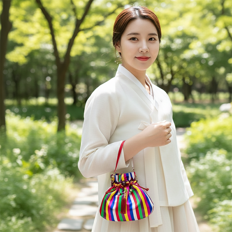 색동 복주머니 클러치백 전통 손지갑 - 상품 이미지