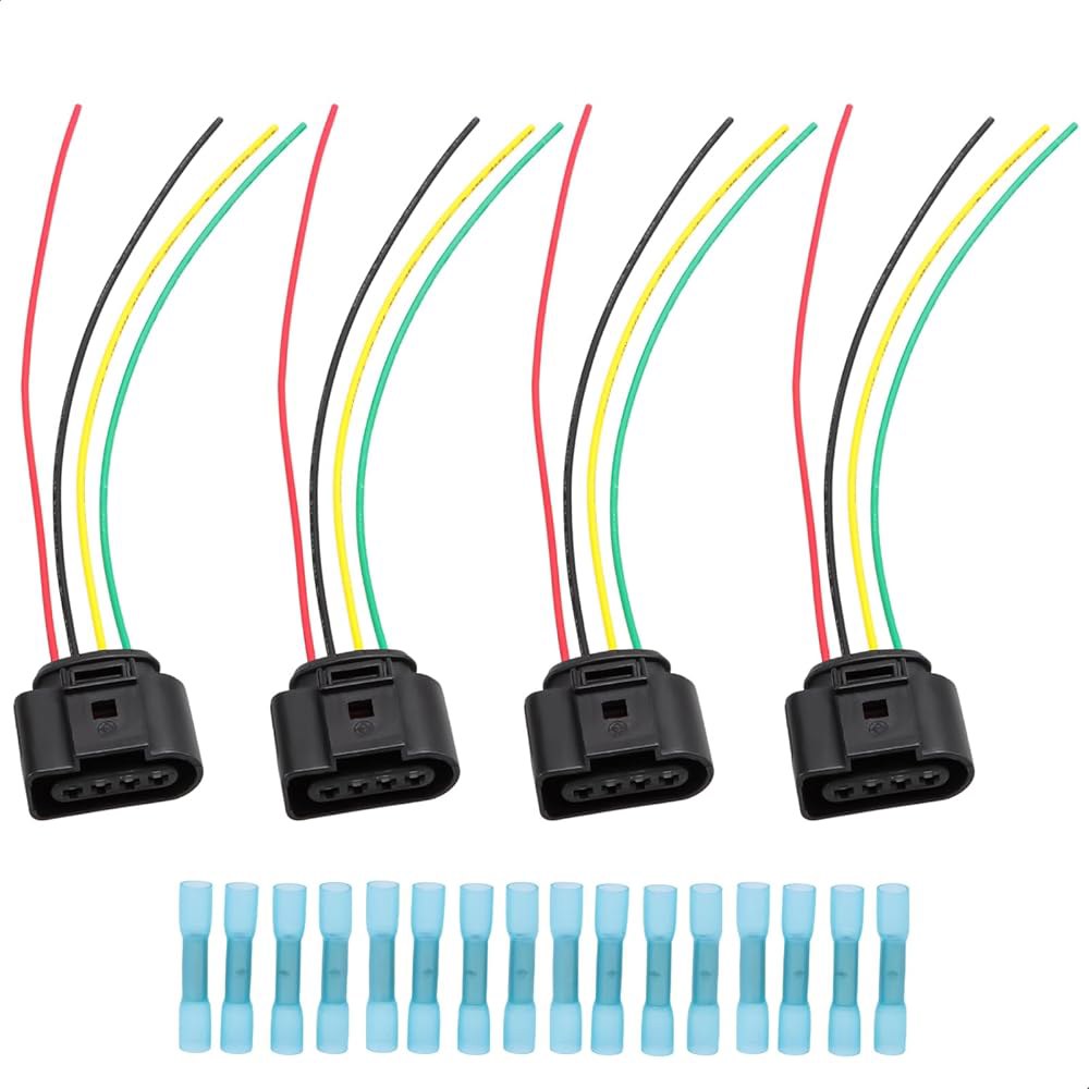 FUSCH 4PCS 점화 코일 커넥터 피그테일 와이어 하네스, AUDI A3-A8 R8 S4 S5 Q5 TT VW 제타 골프 패스, CC 티구안 교체 # 1J0973724와 호환됨 - 상품 이미지