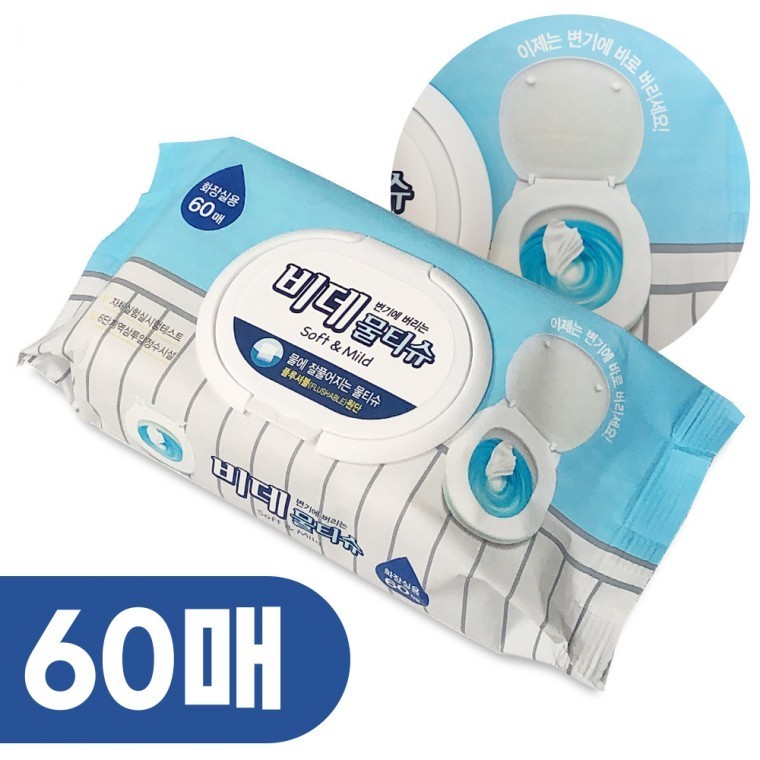 도모아 샤인 변기에 버리는 비데 물티슈(캡형60매) 물에녹는