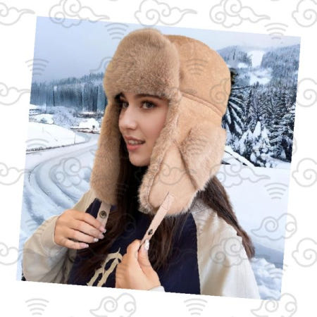 겨울 방한 귀마개 달린 퍼 안감 보온 군밤 여성 야외 활동 등산 스키 한파 대비