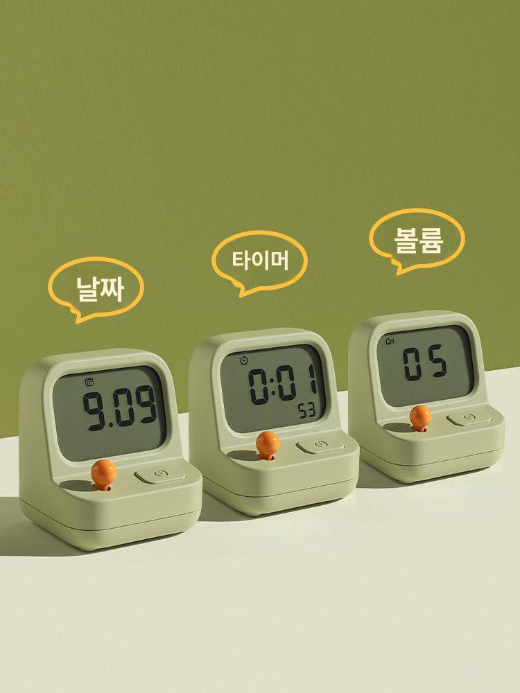 LCD 공부 쿠킹 스톱워치 타이머 알람시계 무소음 더스티그린 6.6cm - 상세 이미지 2