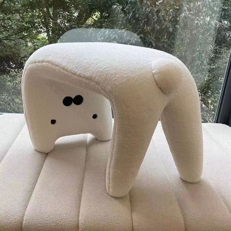 북극곰 신발의자 현관벤치 거실 화장대앞 스툴 패브릭 화이트 도톰한 두께