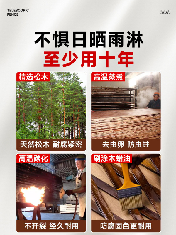 주택 목재 담장 탄화 펜스 지면 휀스 삽입 가림막 울타리 - 상세 이미지 5