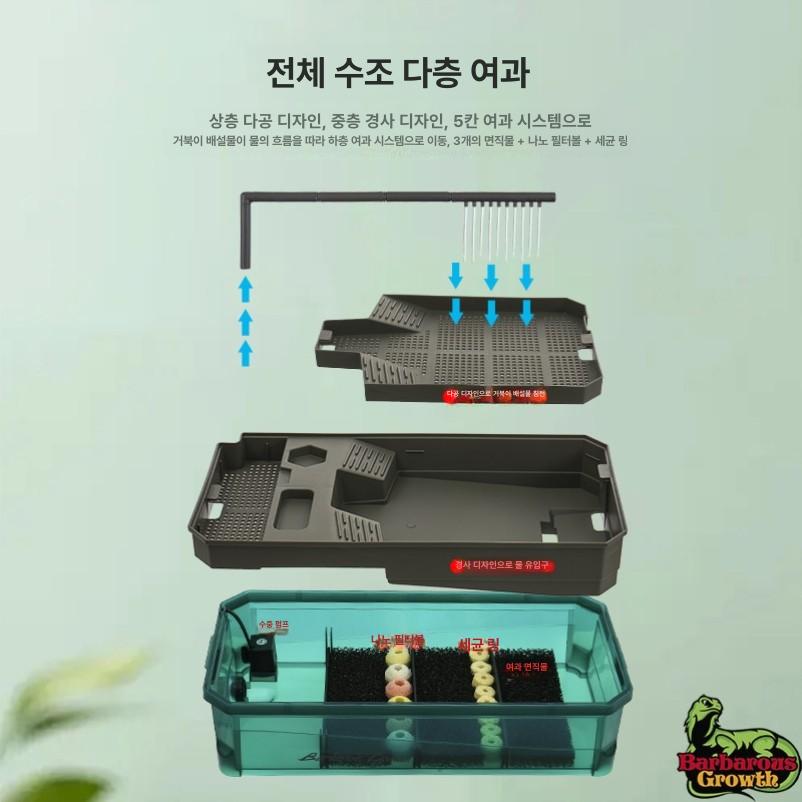 거북이 사육장 이동식 수조 대형 육지 쉼터 풀세트 중형 그린 중형 펌프없음 - 상세 이미지 3