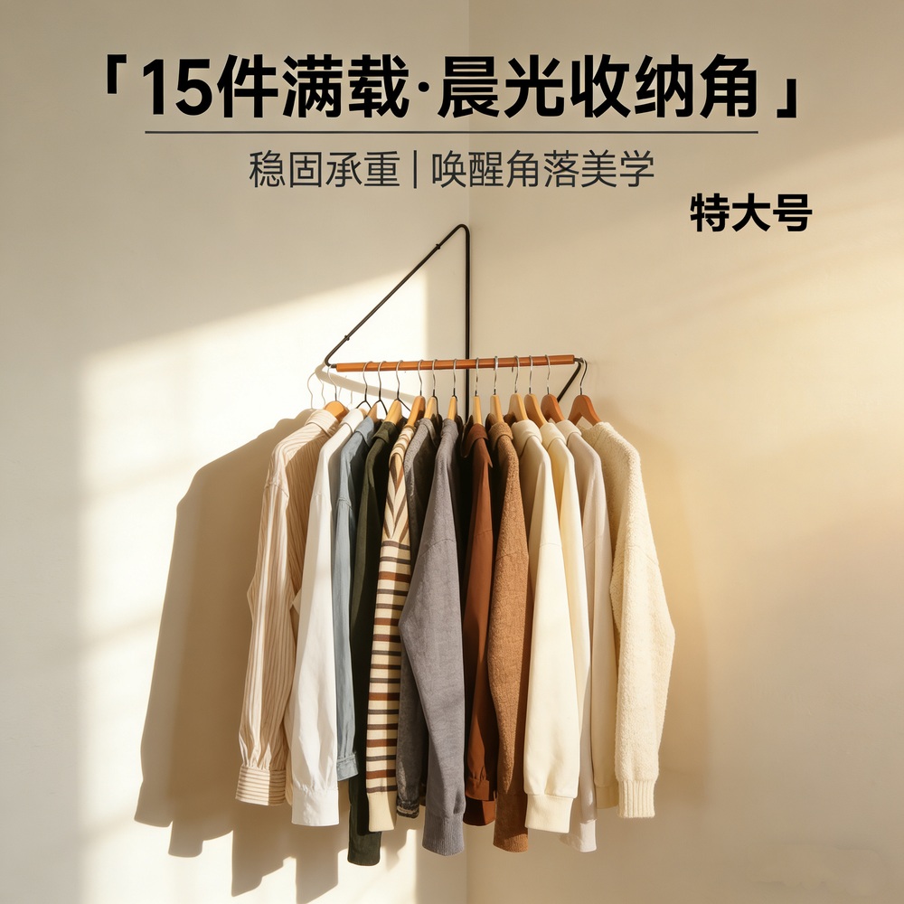빈티지 벽행거 가방 코트랙 벽 원목 벽걸이 행거 코너 인테리어 옷걸이 기하학 옷걸이 소형 40x50cm - 상세 이미지 3