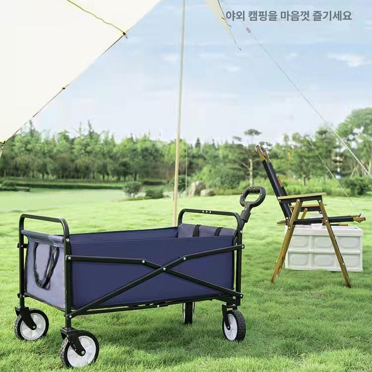 캠핑 짐수레 손수레 캠핑짐옮기기 구르마 사각대차 끌차 미니 블랙 테이블미포함 - 상세 이미지 3
