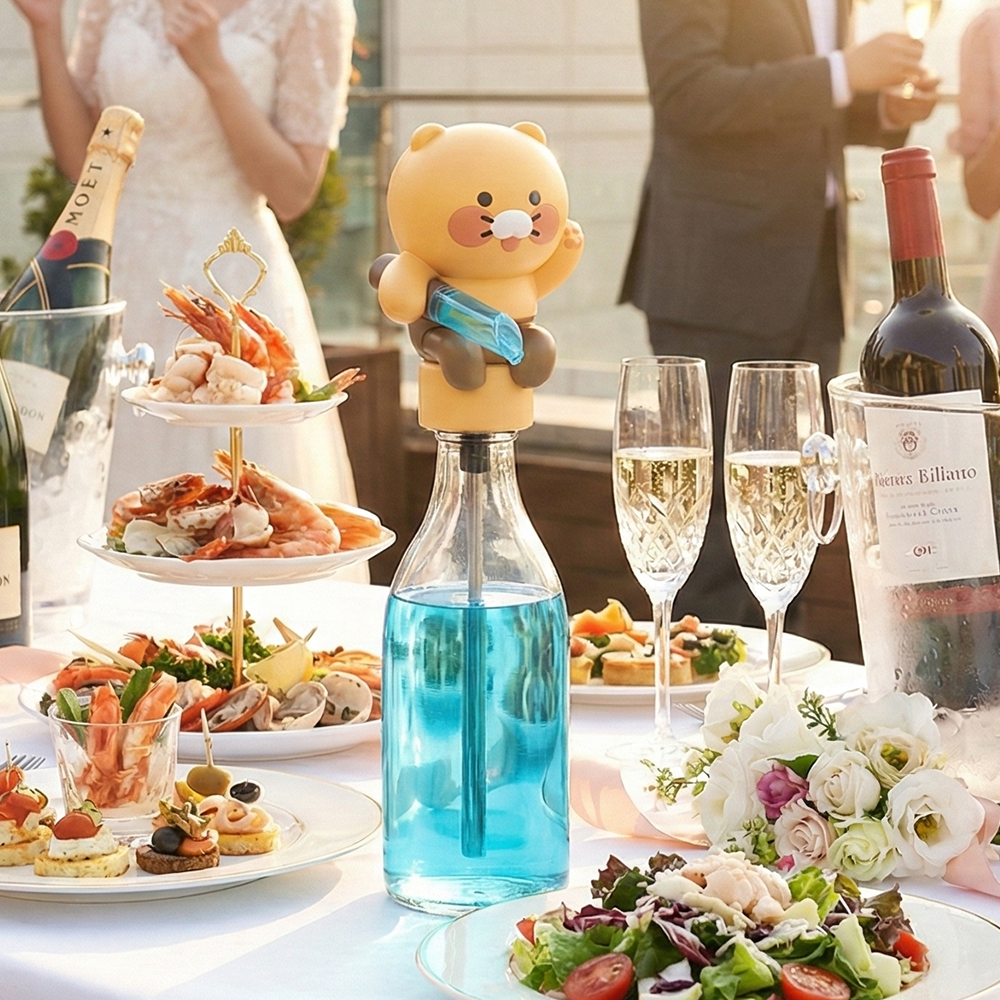 카카오프렌즈 춘식이 에어레이팅 디스펜서 소주 혼술 메이트 굿즈 자동 술 따르는 기계 이미지 8
