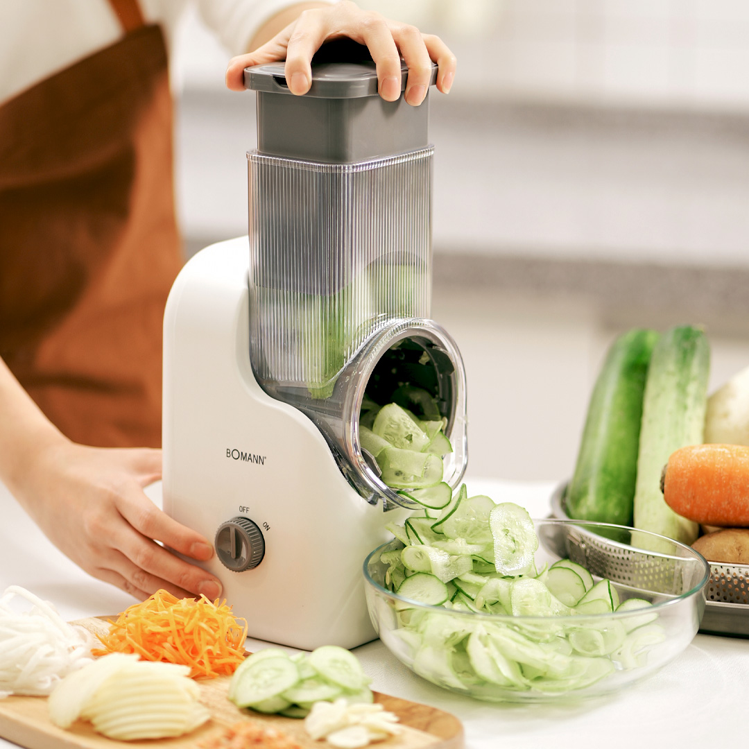 보만 전동 채칼 오토슬라이서 2세대 자동 야채 당근 채썰기 다지기 ASL286DTW (채칼 5종 포함) 상세 이미지 2