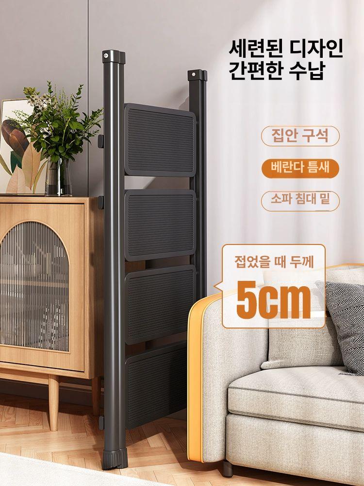 접이식 주방용 실내사다리 가정용 계단형 계단 미니 폴딩 3단 블랙 사다리 의자 - 상세 이미지 2