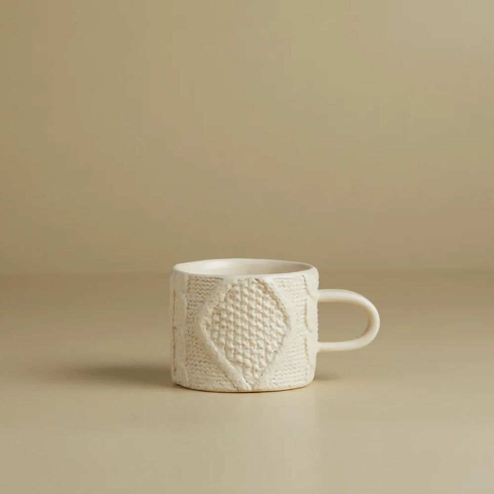 [고유포터리] knit mug 01 (14 color) 이보현 작가 니트머그 니트패턴 핸드메이드 도자기 - 상품 이미지