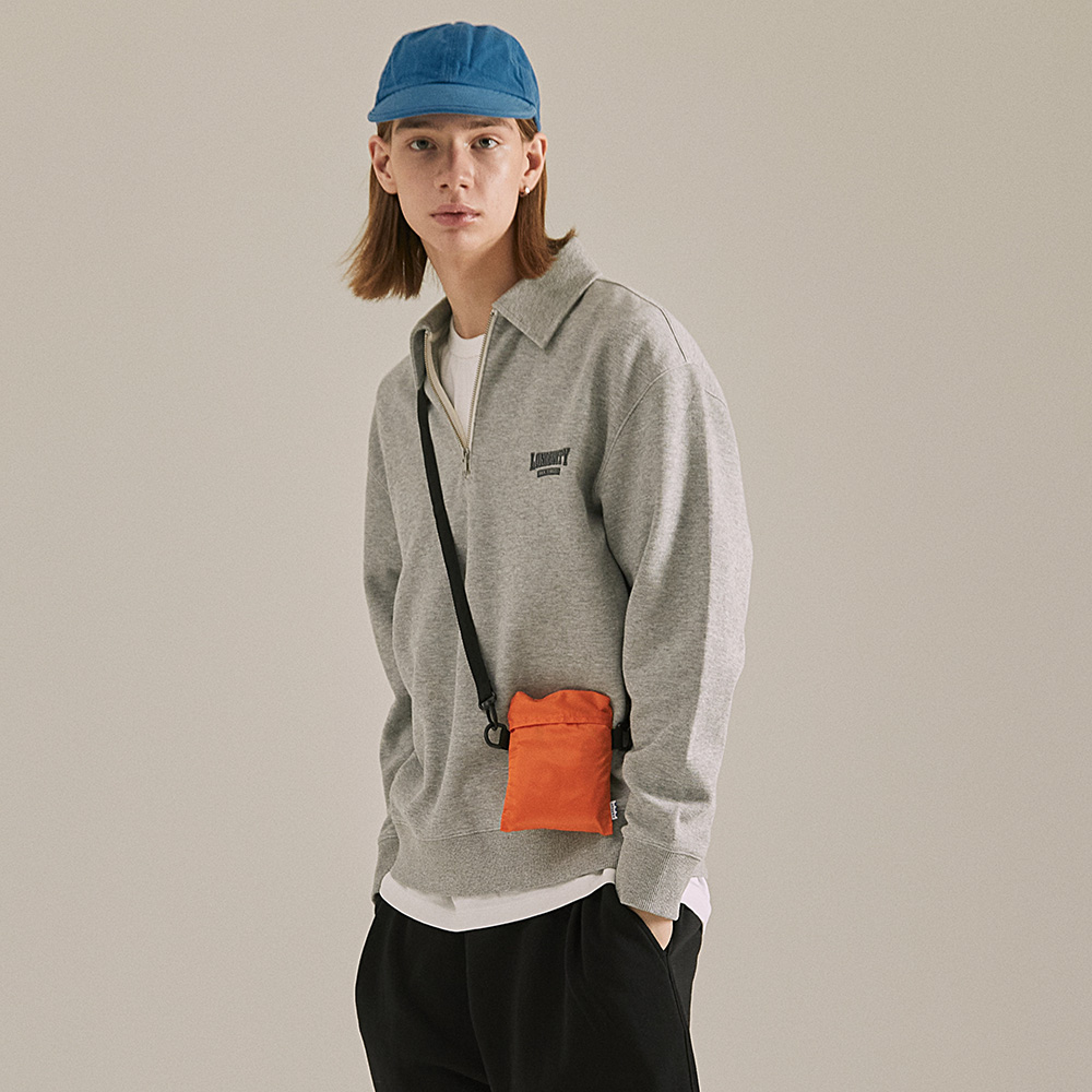 베이직하우스 공용 더블사이드저지 하프 반짚업 맨투맨 제품 이미지