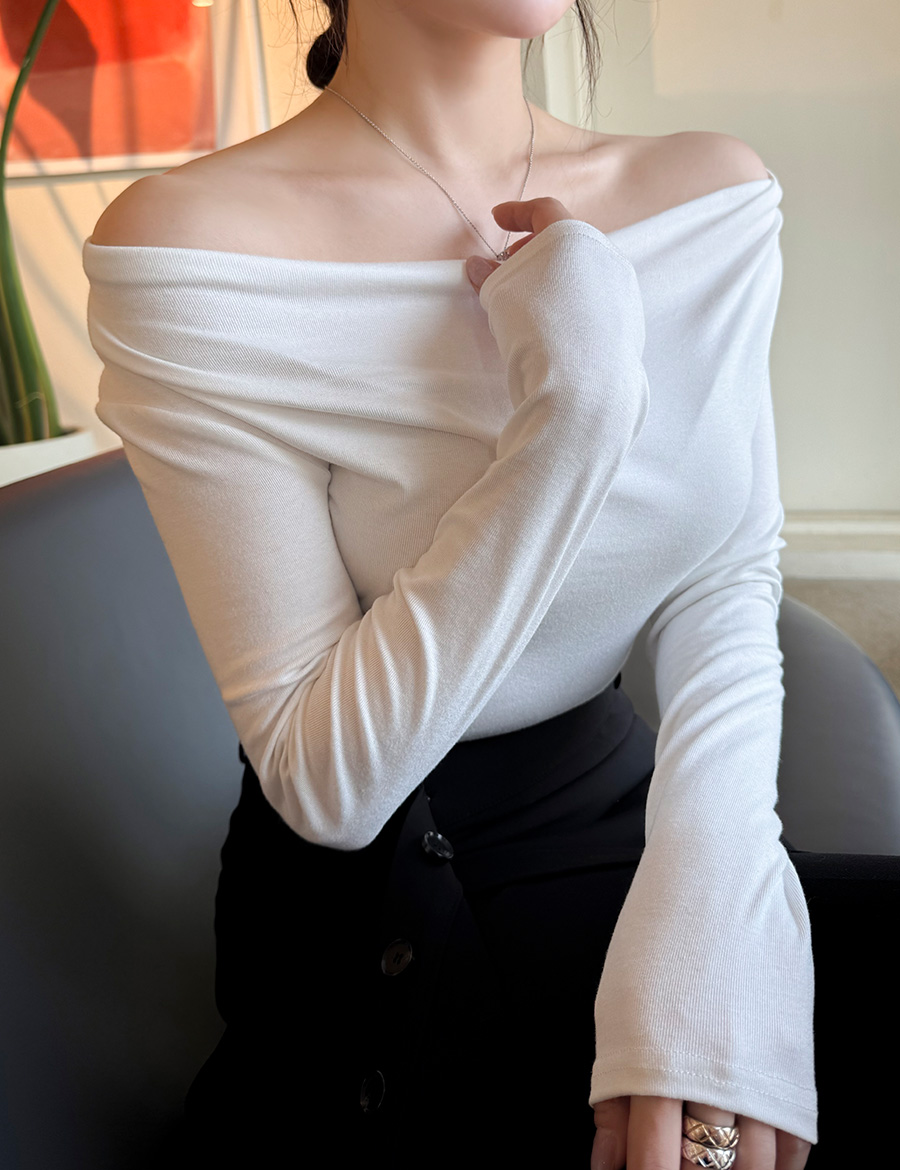 드레이프 슬림 긴팔 티셔츠 (3color) 이미지 6