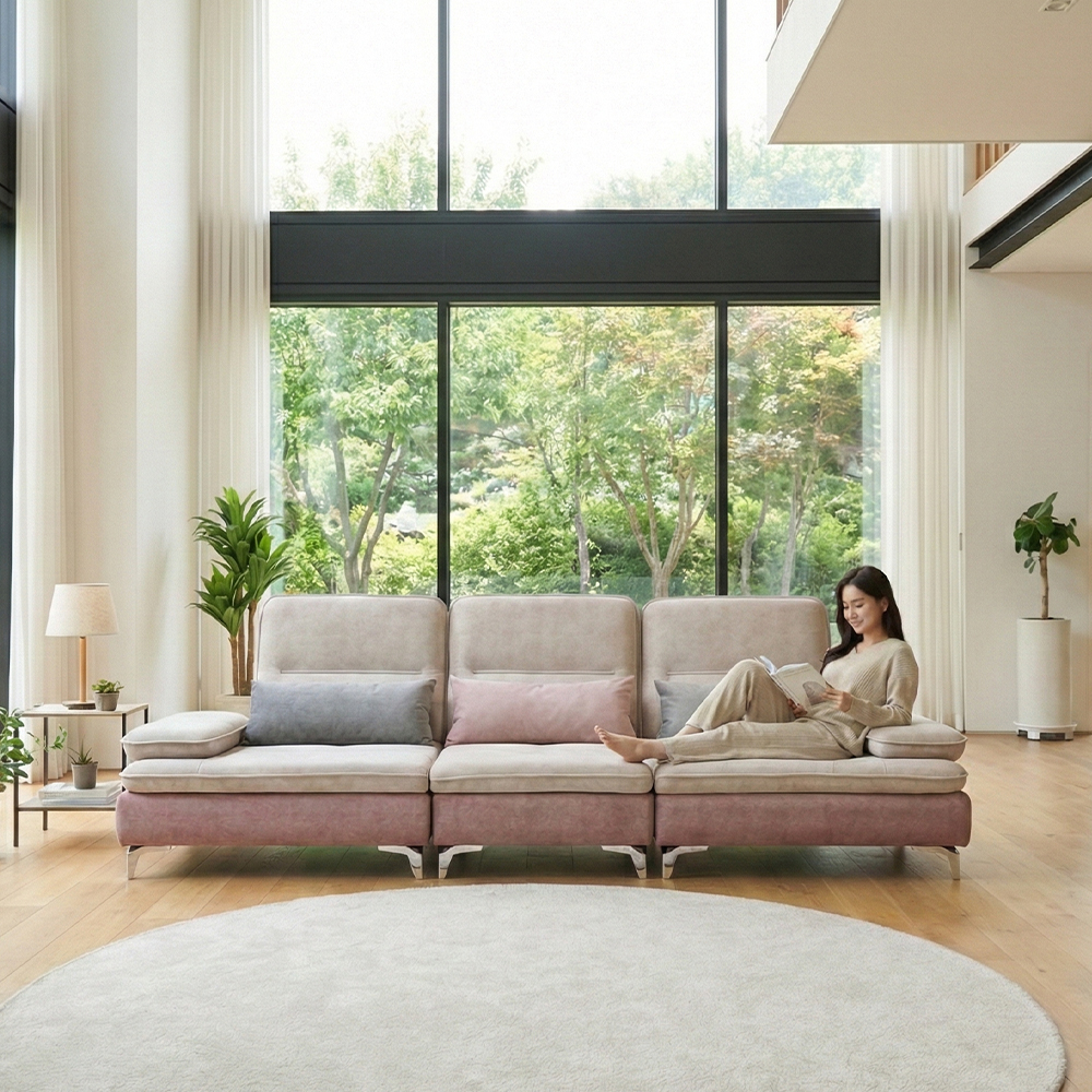 바이미 이지클린 아쿠아텍스 패브릭 모듈 코너 스윙 소파 sk 연그레이, 5인용