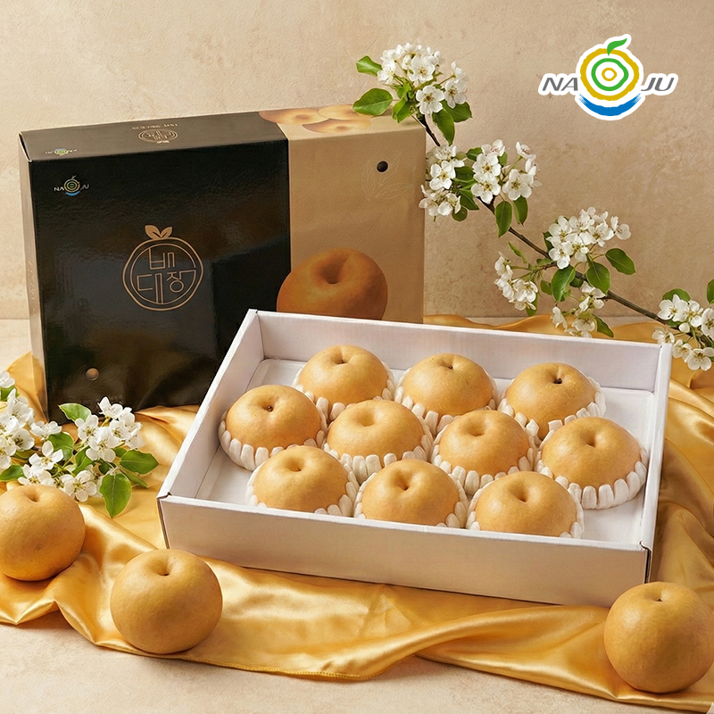 [산지직송] 고당도 햇 나주배 프리미엄 선물세트 5kg 7.5kg 신고배 햇배 추석 과일선물세트 명절 선물용 제수용 보자기증정 - 상품 이미지