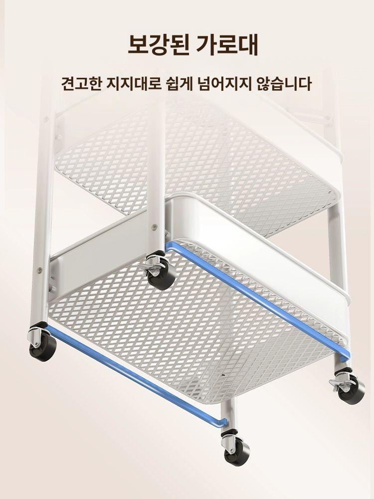 이동식 수납선반 미니 트롤리 세탁실 수납장 진열대 선반 3단 잉크블랙 - 상세 이미지 4