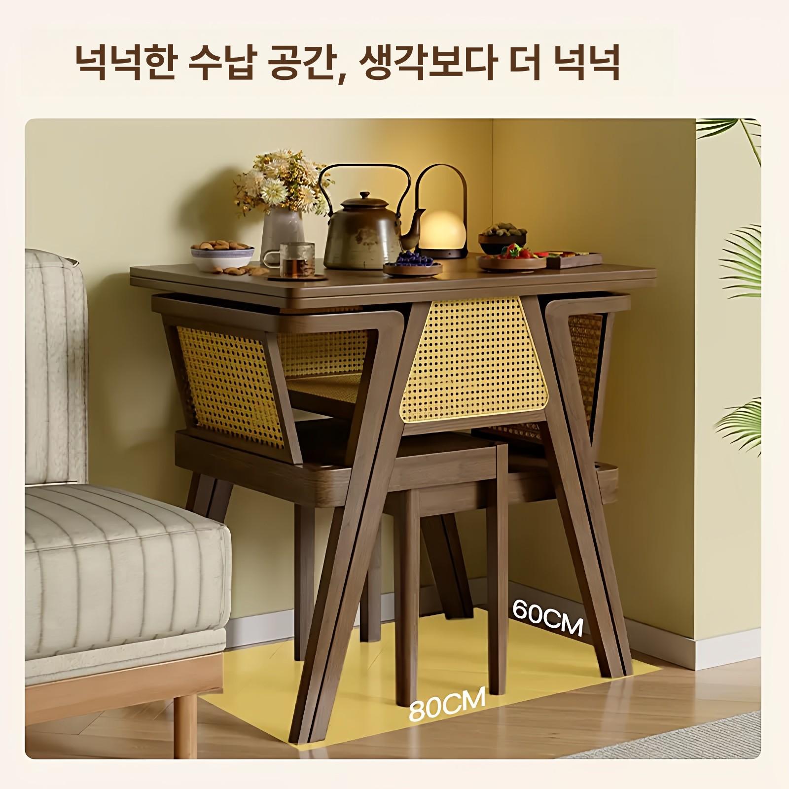 티테이블 세트 카페 테이블 라운지 베란다 창가 가게 내추럴 우드 컬러 1 이미지 6