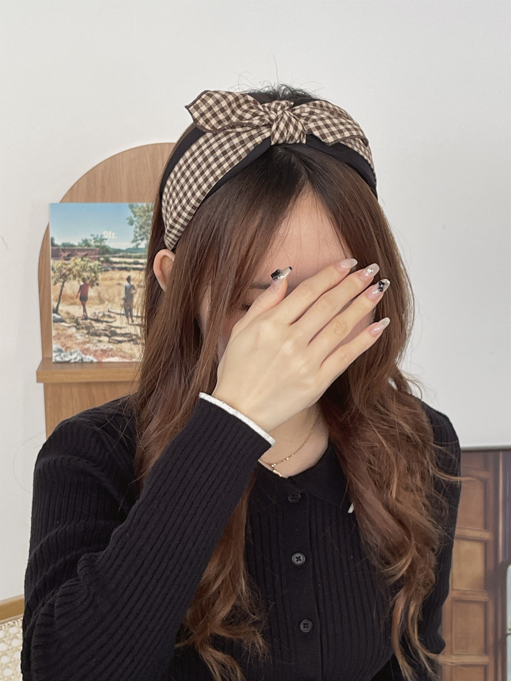 체크리본머리띠 반다나 와이드헤어밴드 스카프머리띠 넓은헤어밴드 이미지 6