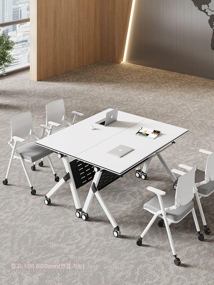접이식 회의테이블 강의실 테이블 바퀴형 교육용 책상 1200w x 400d x 750h 헤링본프레임 - 상세 이미지 4